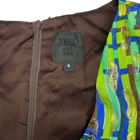 ANNA SUI Vintage Metallic Shimmering Sequins Plaid Top Sz 4 - Picture 5 of 6